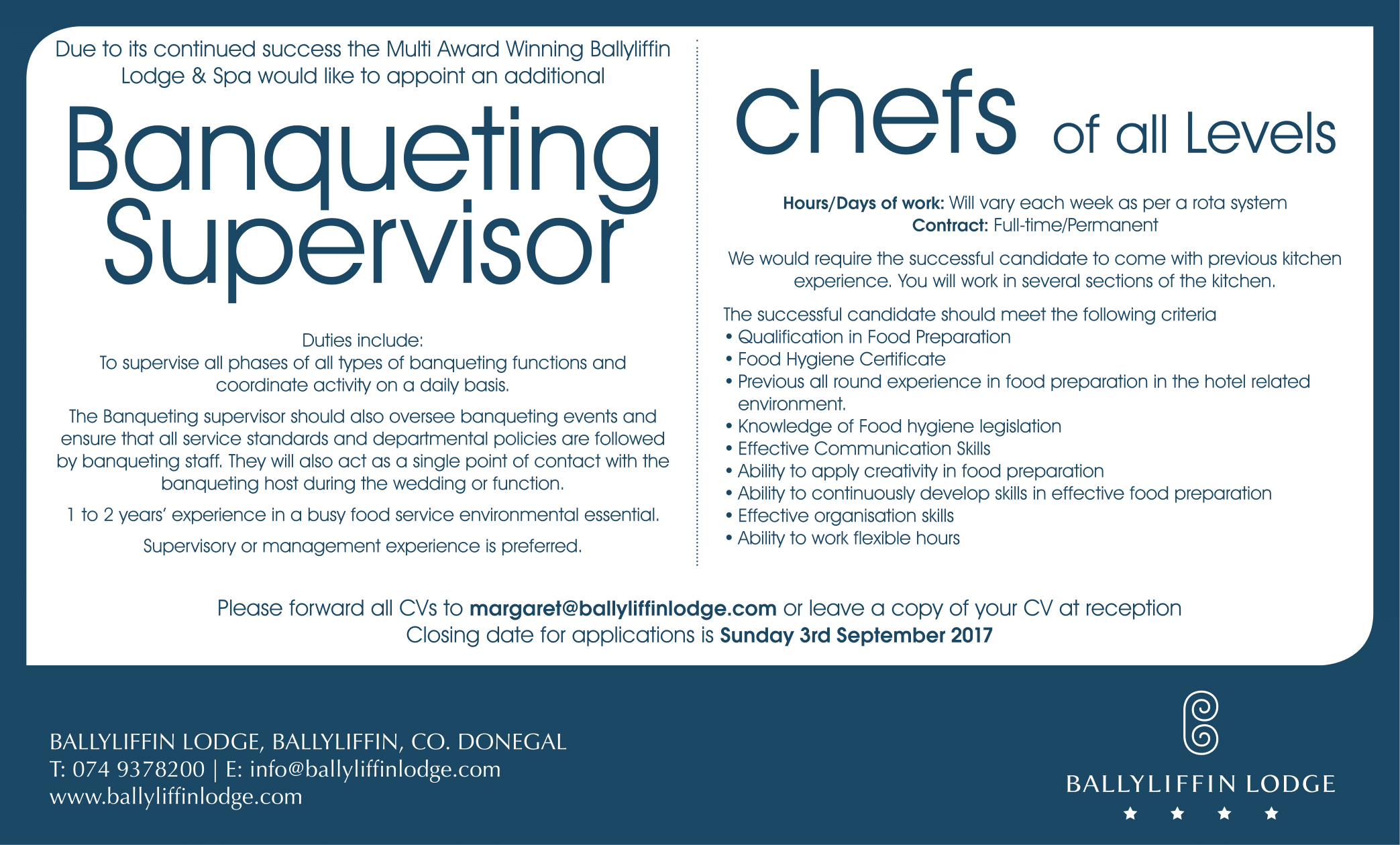 Recruitment at Ballyliffin Lodge & Spa