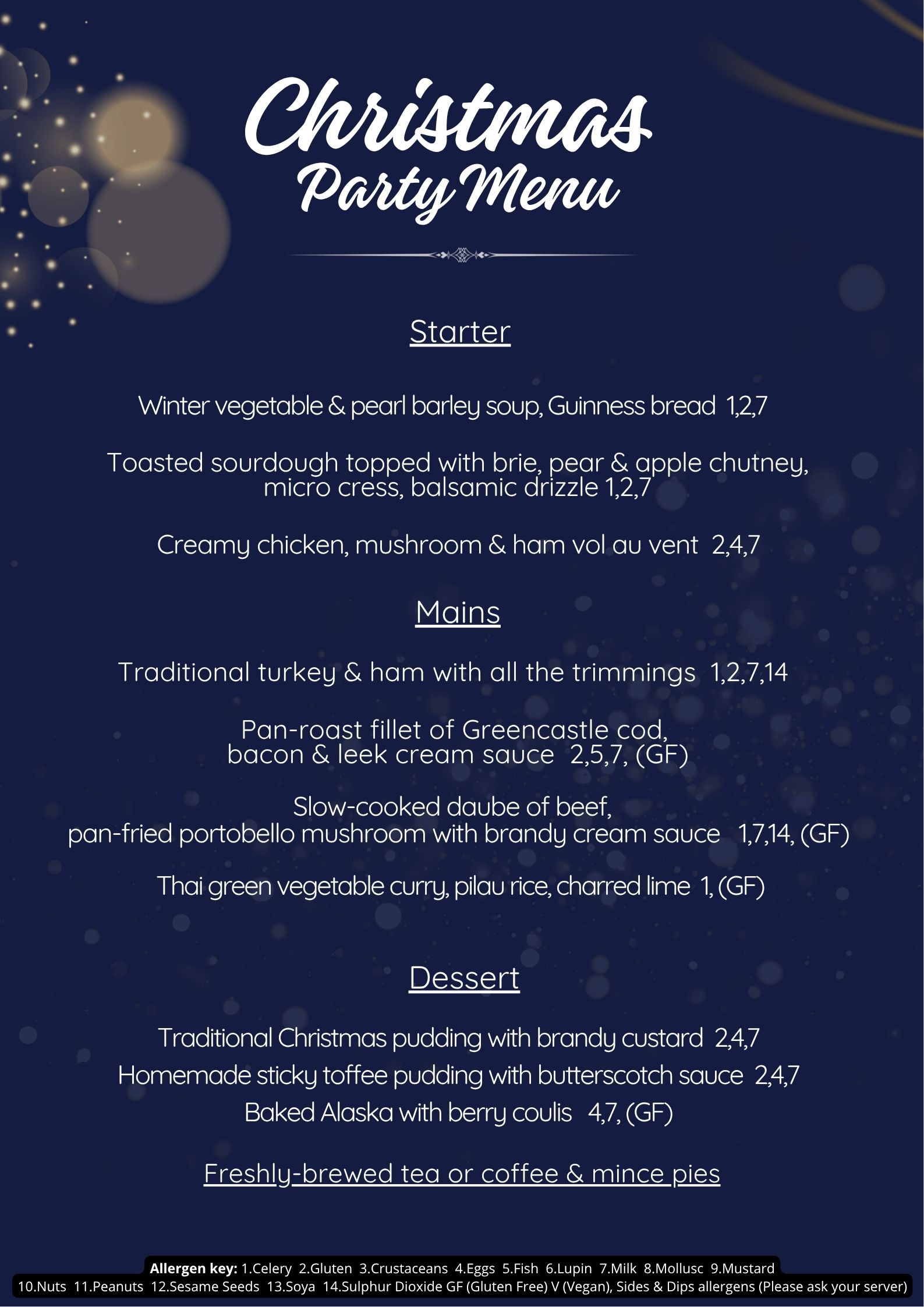 Party Menu 2026